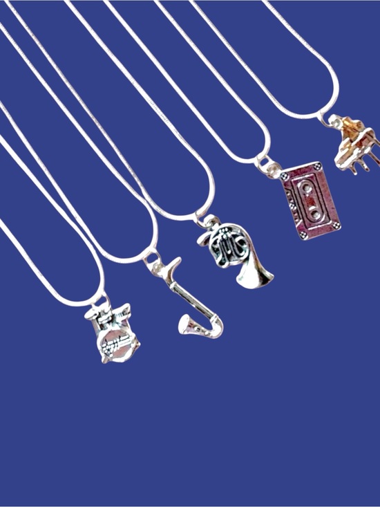 Alaska Wild Rose Designs Jewelry - Lot of 5 Musical Instrument Drums, Saxophone, French Horn, Cassette, & more